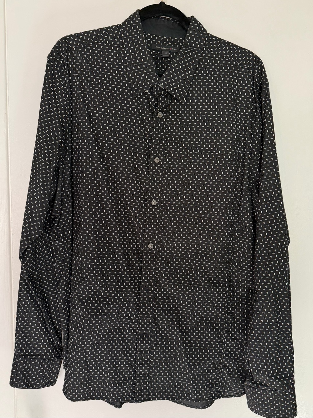 John Varvatos Black Button-Down Shirt with skulls